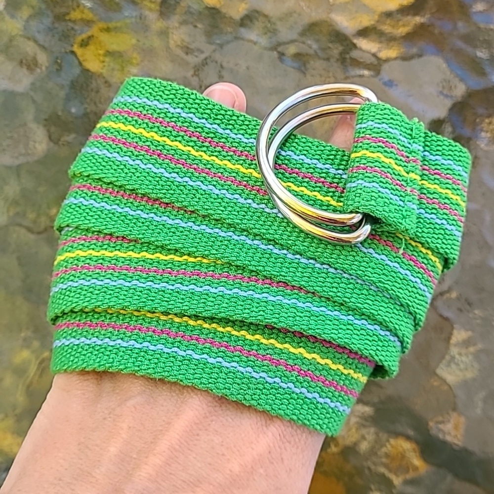 Y2k lime green‎ multicolored striped belt - Picture 4 of 5